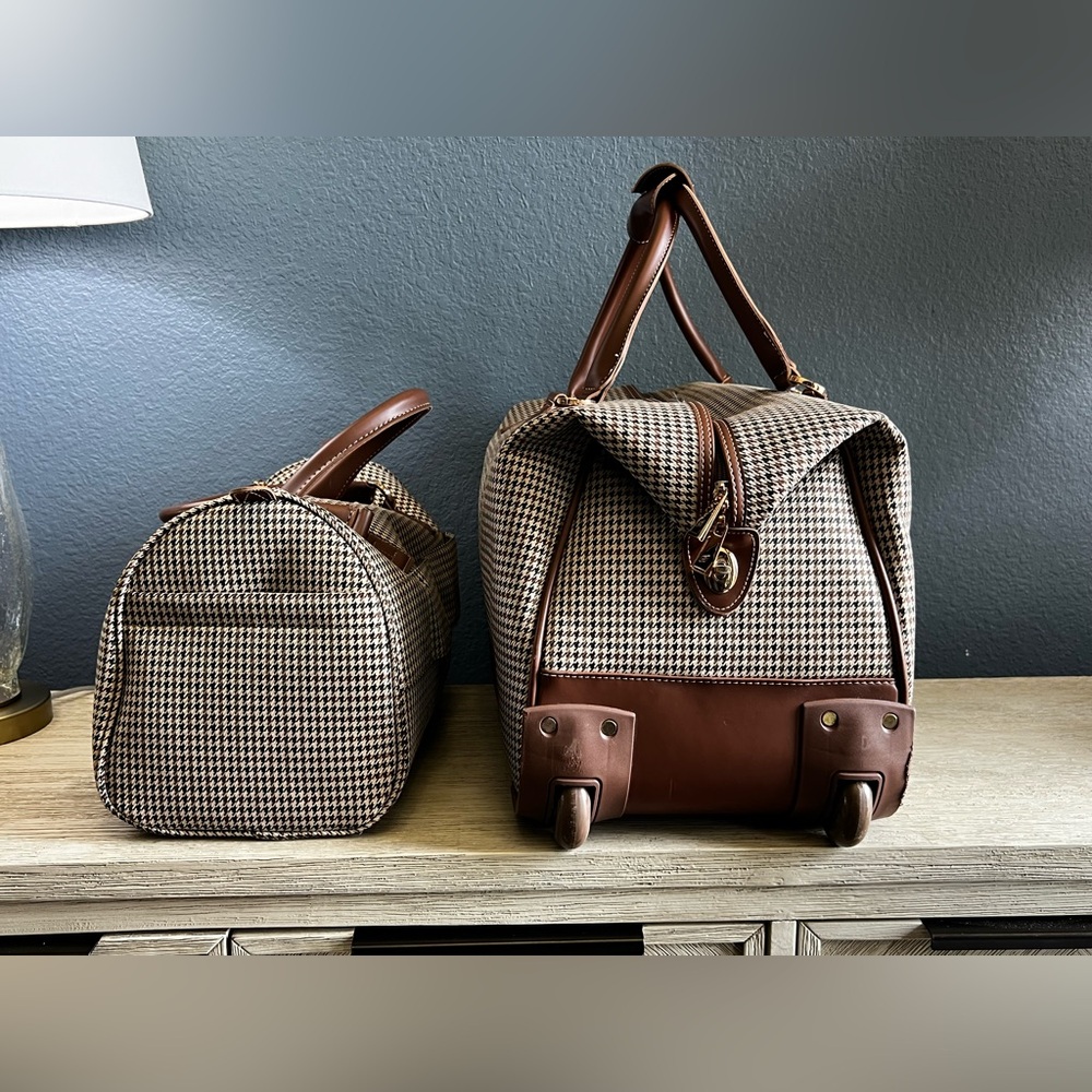 London Fog Brown Houndstooth Travel Bag Set - Picture 7 of 16